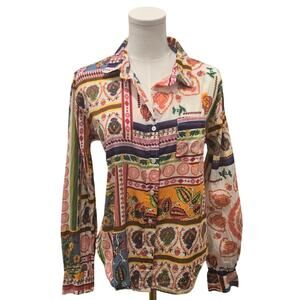 Calypso St. Barth Colorful Long Sleeve Button Down Shirt Womens Medium